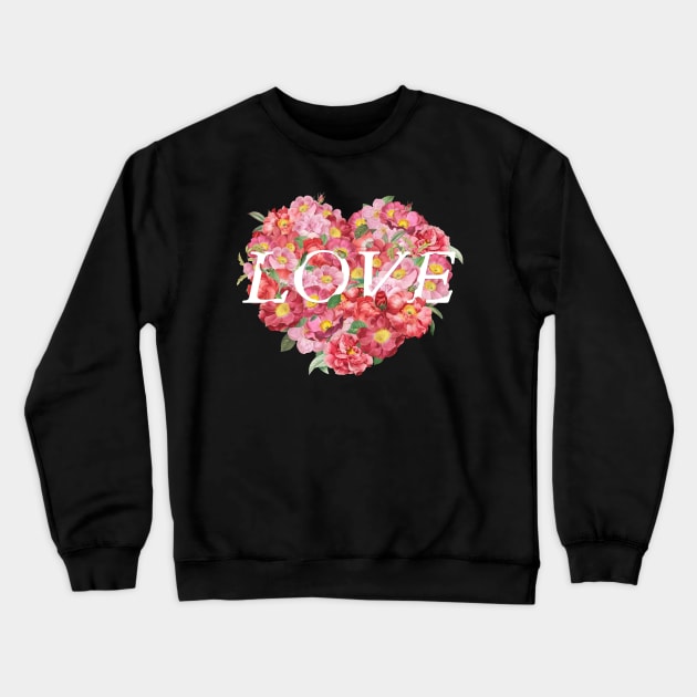 Blooming Love Roses Heart Crewneck Sweatshirt by FabiWes